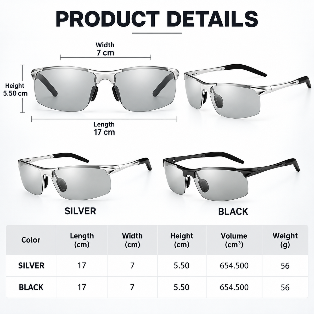 Photochromic Polarized Sunglasses Anti-Glare Lens