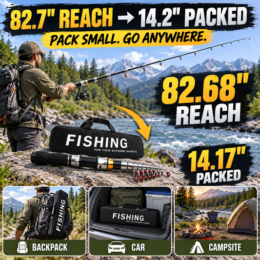 Complete Travel Fishing Gear Set Telescopic Fiberglass Rod with Storage Bag