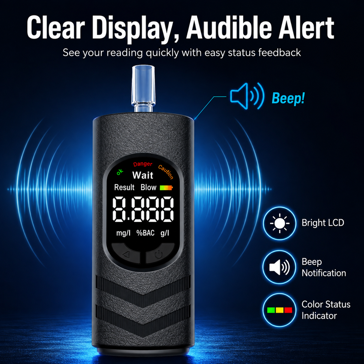Rechargeable Digital Alcohol Tester with Voice Broadcast