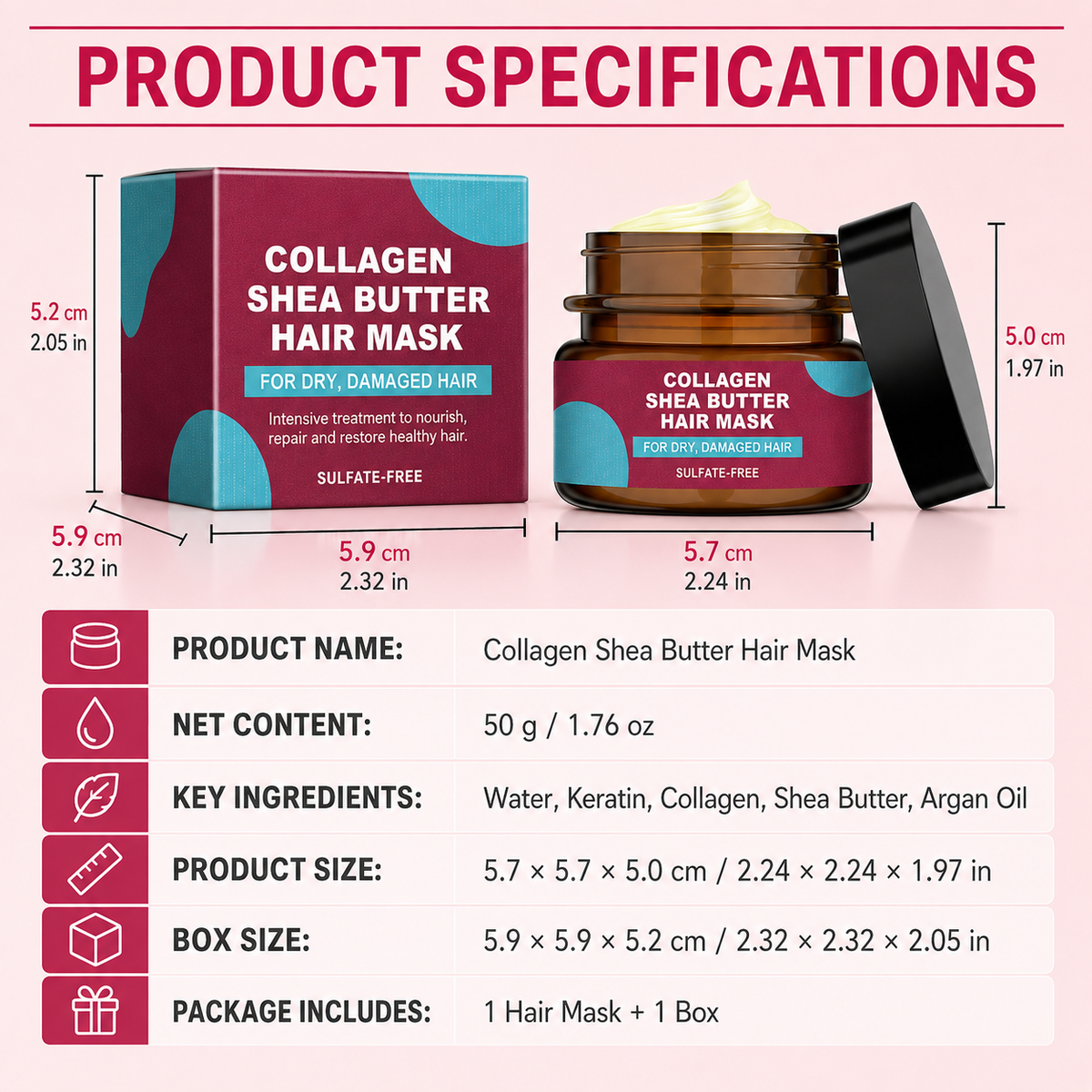 Keratin Repair Hair Mask Deep Hydration for Softer, Smoother & Shinier Hair