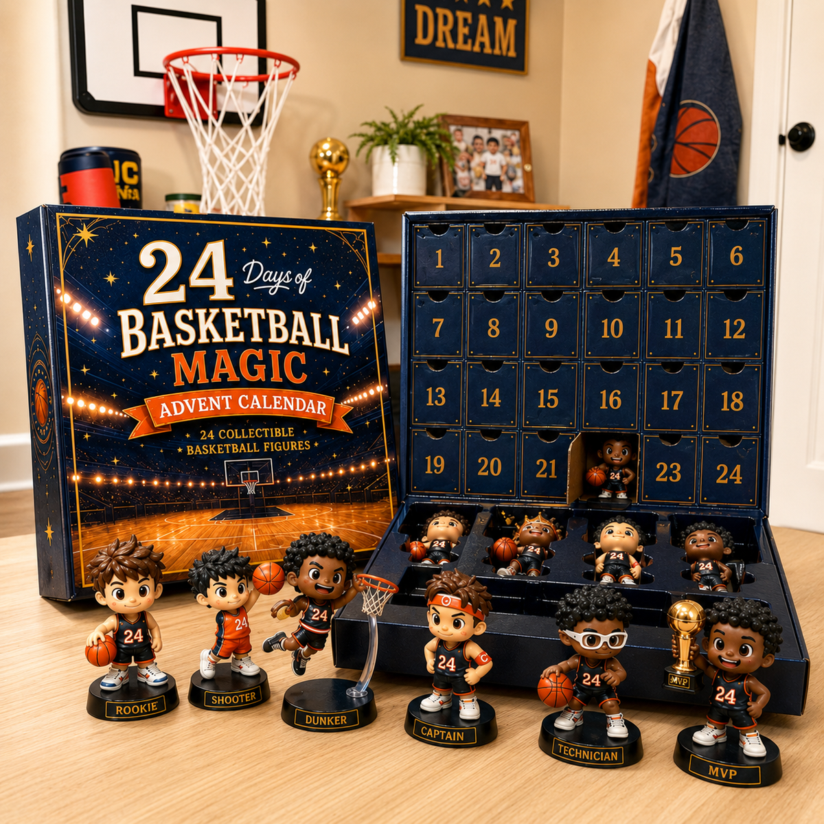 24 Days of Basketball Magic Advent Calendar | 24 Collectible Basketball Figures