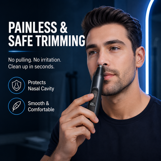 Professional Electric Nose Hair Trimmer with LED Display Painless Ear, Eyebrow & Facial Hair Remover for Men & Women