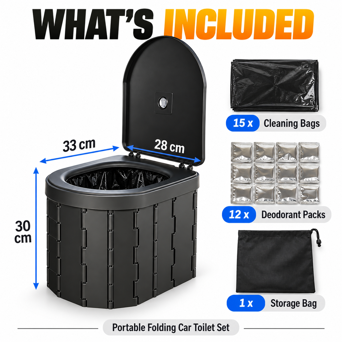 Portable Folding Car Toilet Compact Travel & Camping Emergency Toilet