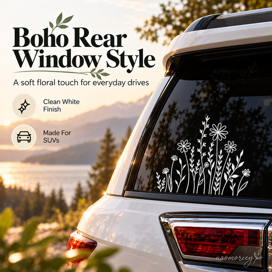 Boho Wildflower Car Decals Waterproof & Sun-Resistant Floral Stickers