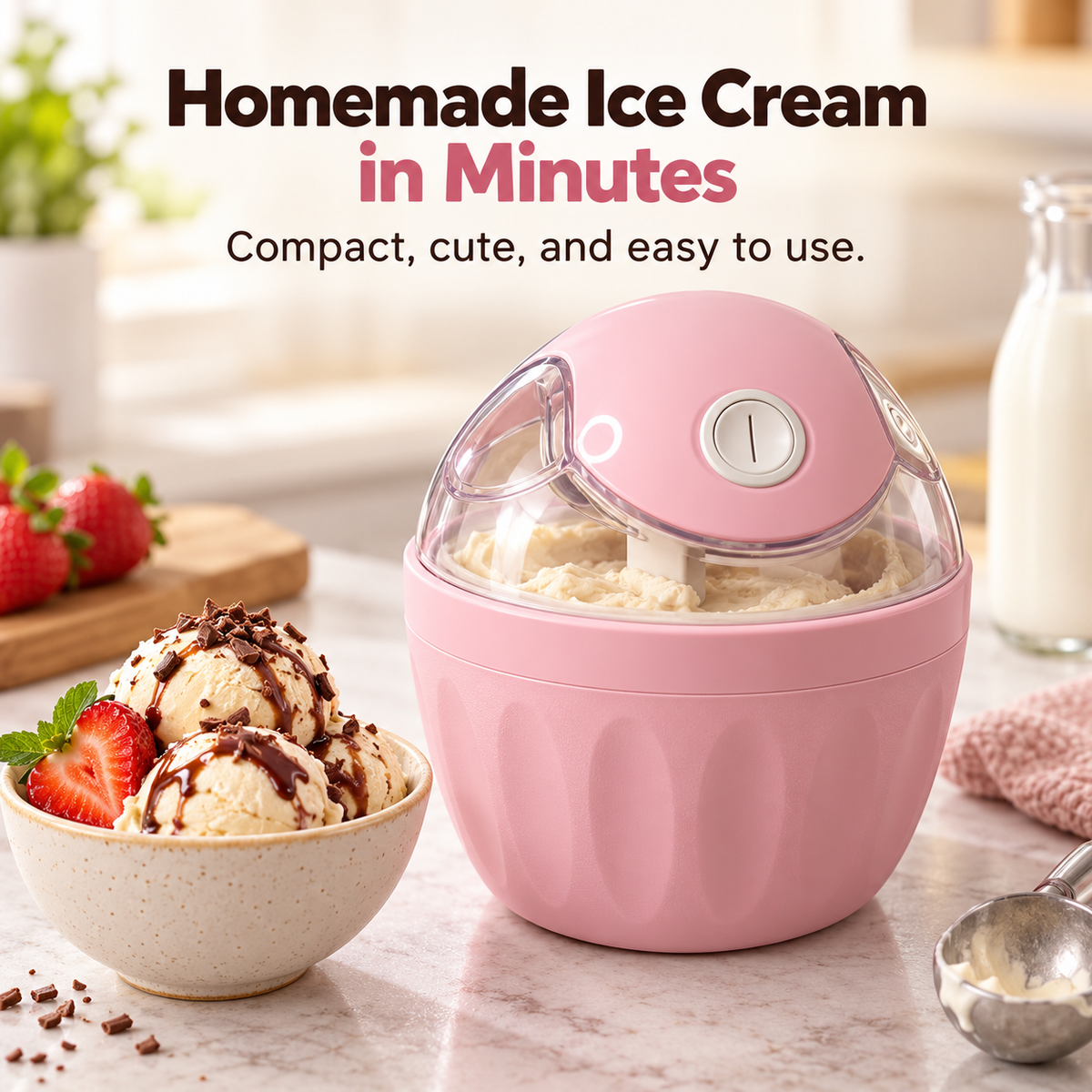 Mini Homemade Ice Cream Maker One-Touch Dessert Night Essential