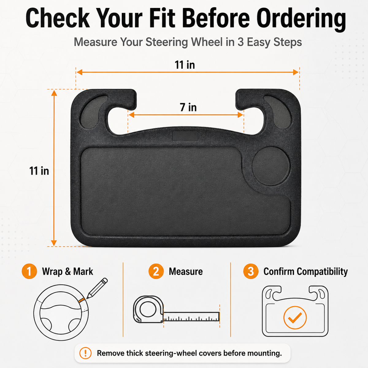 2-in-1 Steering Wheel Tray Work, Eat & Stay Organized On the Go