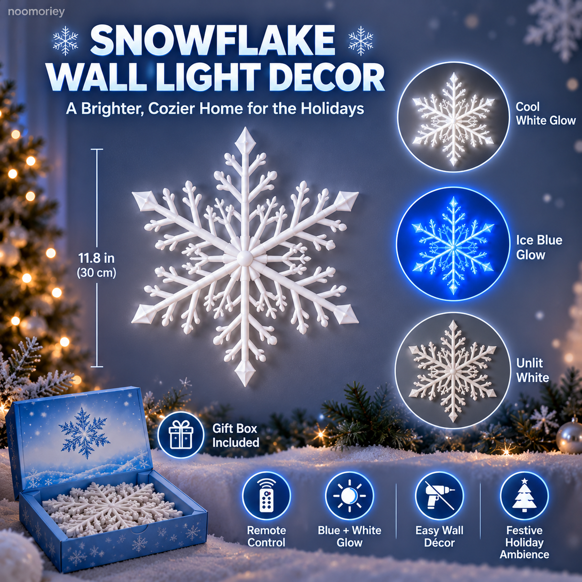 ❄️ LED Snowflake Wall Lights – Blue & White Christmas Holiday Decor!!!