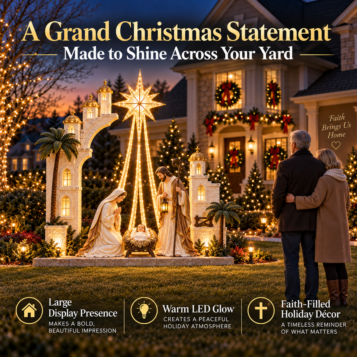 Illuminated Nativity Star Display | Holy Family Christmas D cor