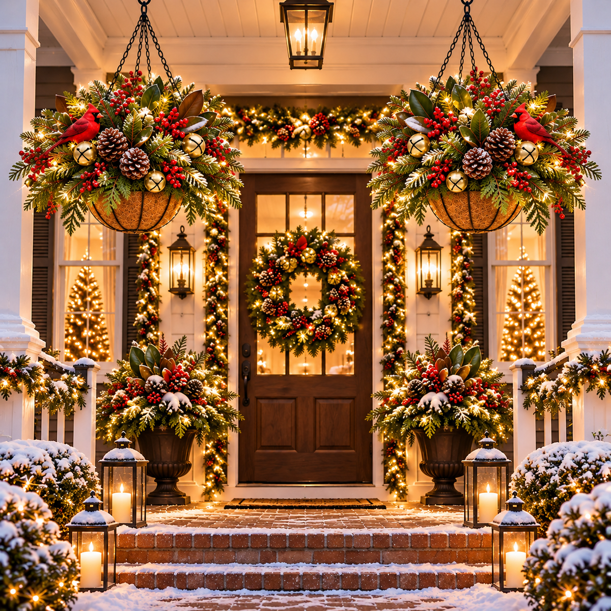 Pre-Lit Christmas Hanging Basket | Pre-lit, weather-resistant, and zero maintenance