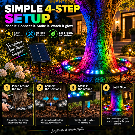 Solar RGB Tree Ring Light 360 Color-Changing Landscape Uplight