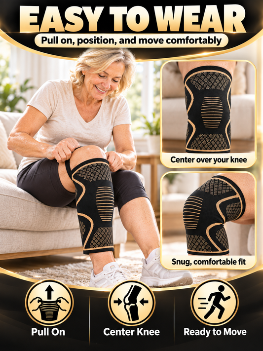 Sports Gear 2-Pack Copper Compression Knee Sleeves Breathable Anti-Slip Support for Running, Fitness & Basketball