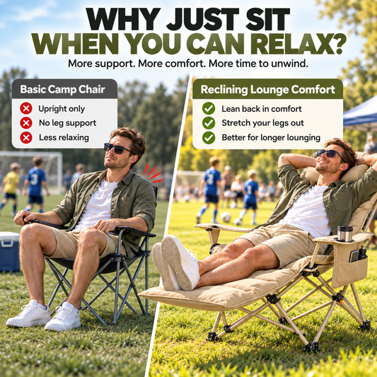 4-Position Reclining Camping Chair with Removable Footrest Stretch Out in Comfort
