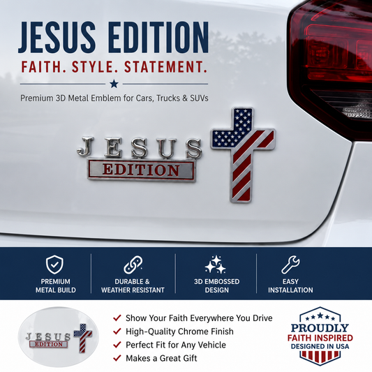 Blessed Jesus Edition Cross Car Emblem Metal Badge