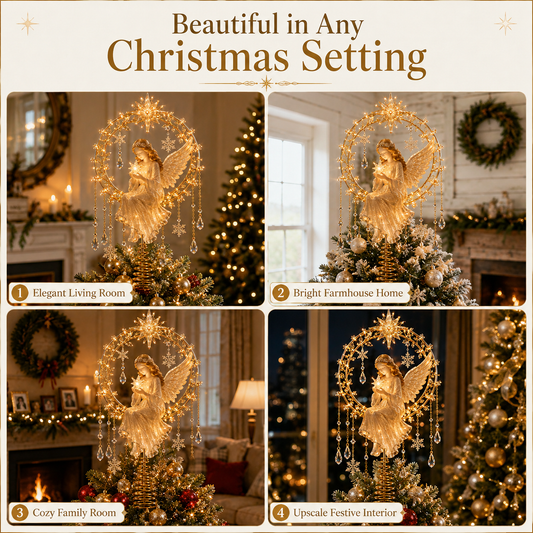 Angel s Christmas Moon Lighted Angel Tree Topper