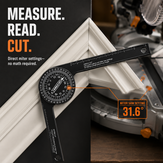 7.28" Aluminum 360 Miter Saw Protractor Precision Angle Finder & Ruler for Woodworking, Crown Molding & Carpentry