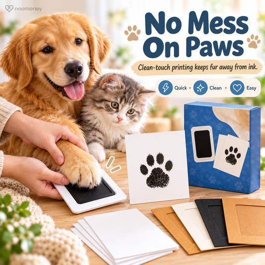 No-Mess Pet Paw Print Keepsake Kit Clean-Touch Ink Pad Gift Set for Dogs & Cats