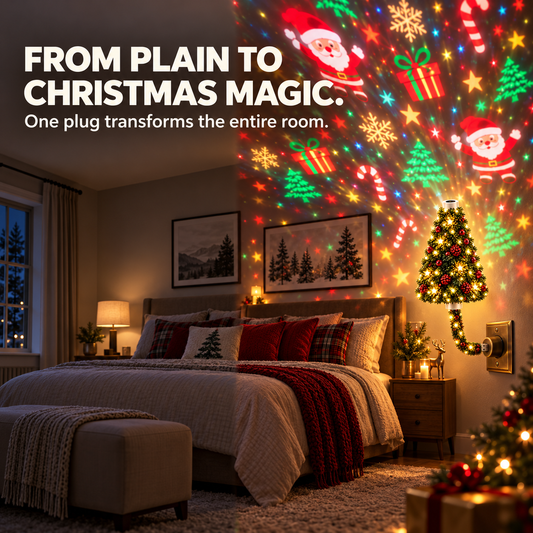 Plug-In Christmas Tree Projection Night Light Instant Holiday Room Decor