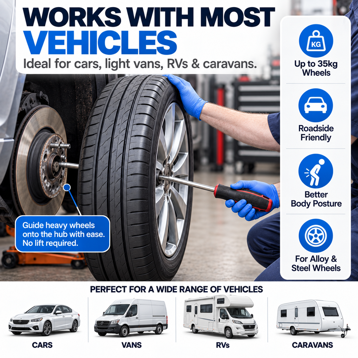 Wheel Alignment Tool Heavy Duty Tire Mounting & Hub Positioning Assistant