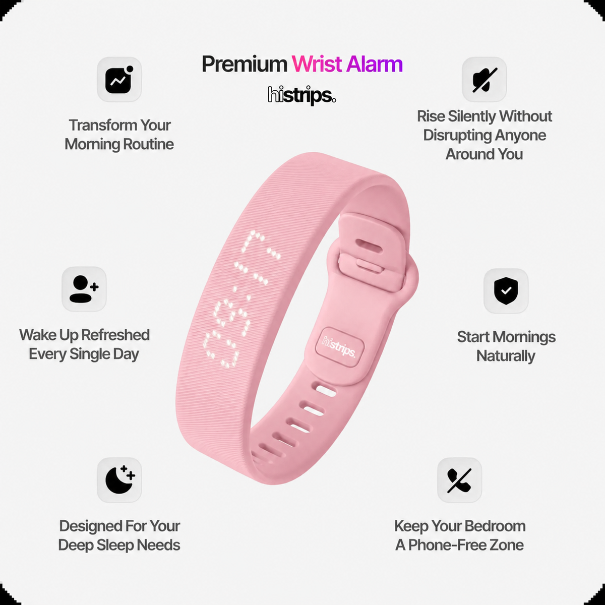 Silent Vibration Alarm Clock - Wrist-Worn Wake-Up Device for Heavy Sleepers