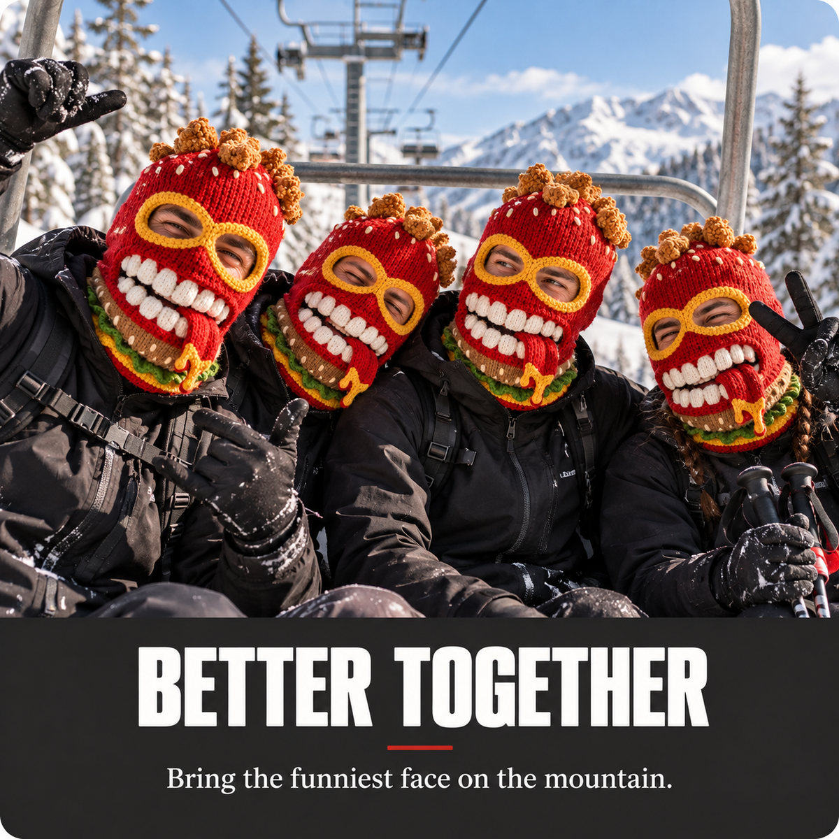 π Burger Monster Knit Ski Mask β Funny Food Balaclava