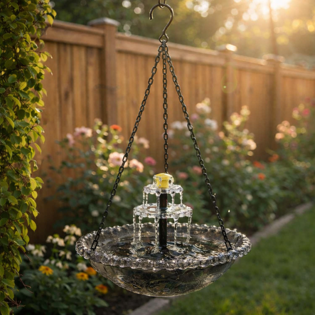Solar Hanging Birdbath Fountain