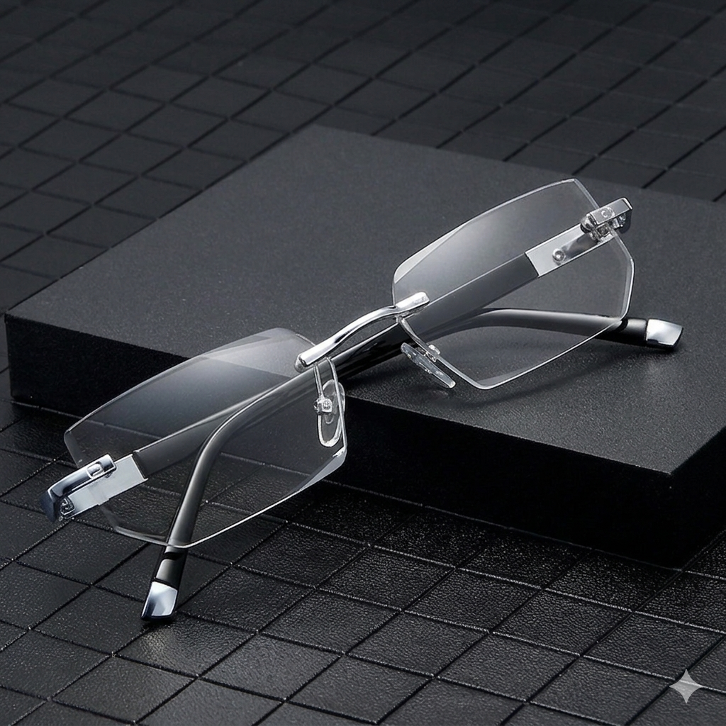 Auto-Focus Zoom Rimless Eyewear, Anti Blue Light Anti Glare Glasses Relieve Eye Strain for Screen & Outdoor