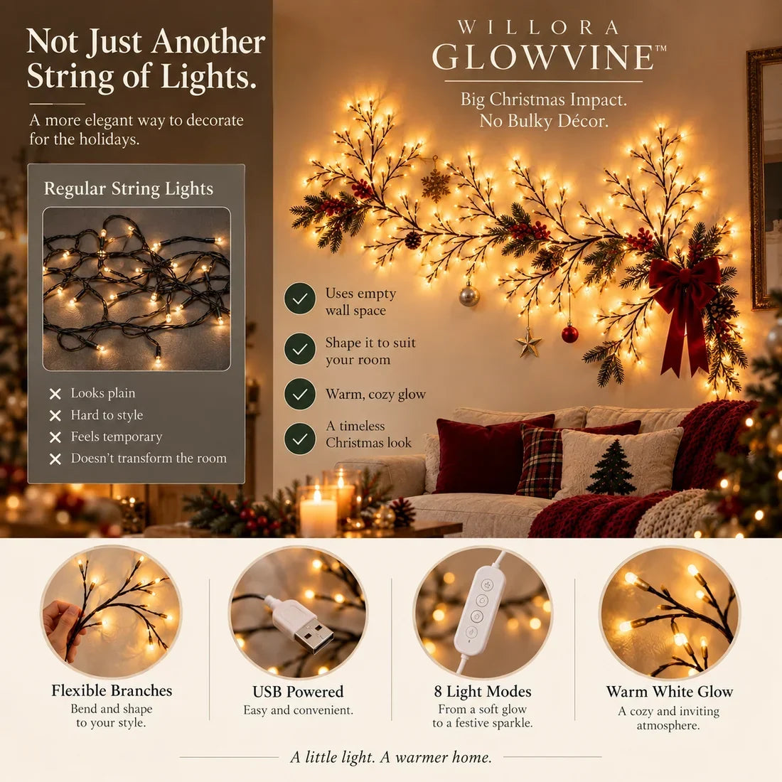 Christmas Glow Vine Lights Flexible Wall Decor To Create Your Own Holiday Magic