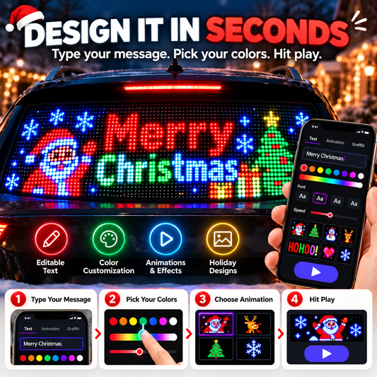 Smart LED Pixel Car Display Custom Text, Colors & Animations