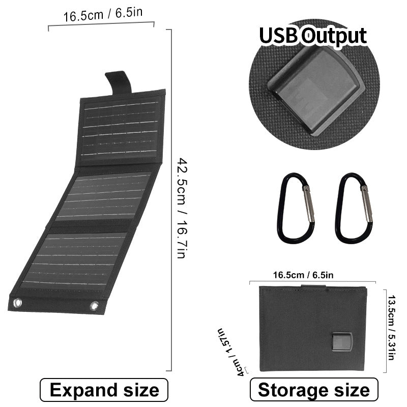Foldable Portable Solar Panel, Fast Charging with 1 Type-C & 2 USB-A Ports