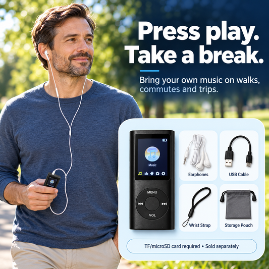 Pocket MP3 Player Offline Music, Bluetooth Audio & LCD Screen