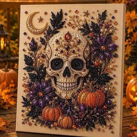 8in x 8in Spooky Cute Ghost 3D Pearl Diamond Painting DIY Kit | Small Size, Fall Theme, Home Wall Decor & Holiday Gift