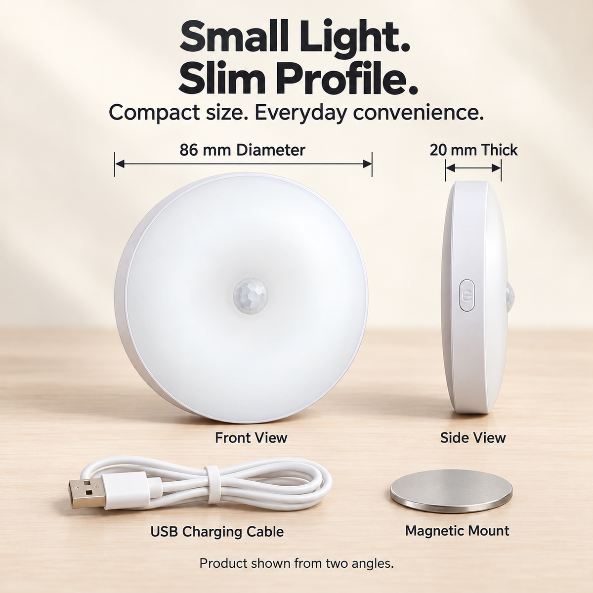 Rechargeable Motion Sensor Night Light Magnetic Mount & 3 Light Colors