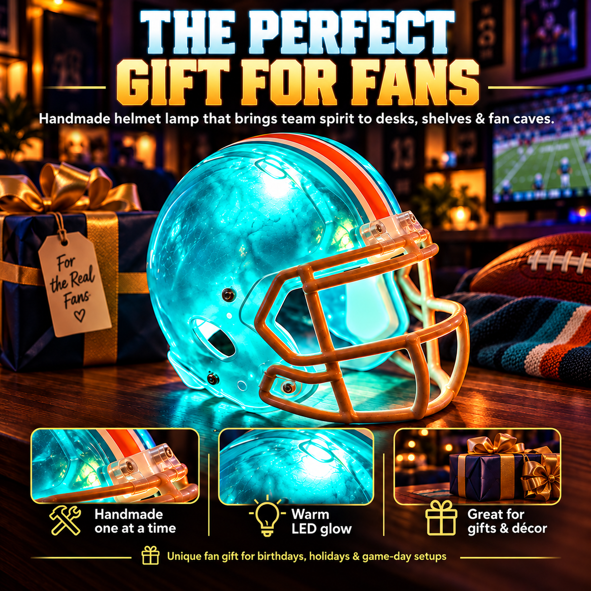 Handmade Football Helmet Lamp