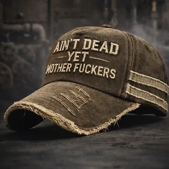 Ain't Dead Yet Vintage Trucker Hat, Distressed Mesh Back Trucker Cap, Adjustable Retro Baseball Cap for Men Women