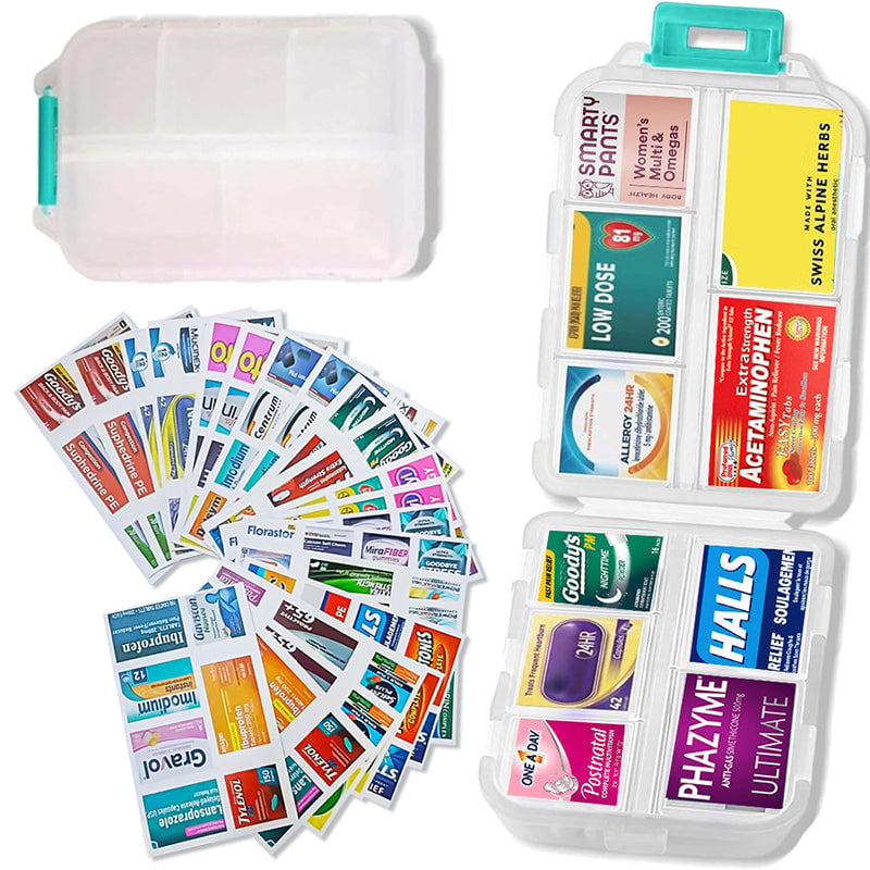 Mother's Day Travel Pill Organizer Box (161 Labels for Customization)