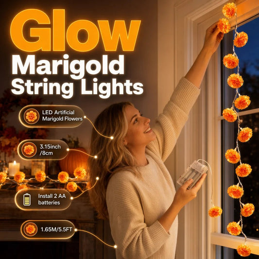 SPECIAL! Artificial Marigold Flower LED String Lights