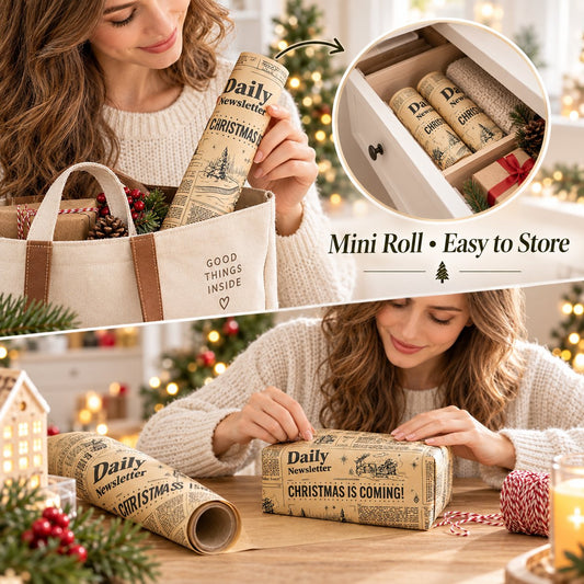 Retro Newspaper Christmas Paper Roll