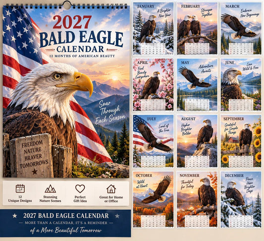 2027 Bald Eagle Wall Calendar 12 Months of Freedom & American Beauty