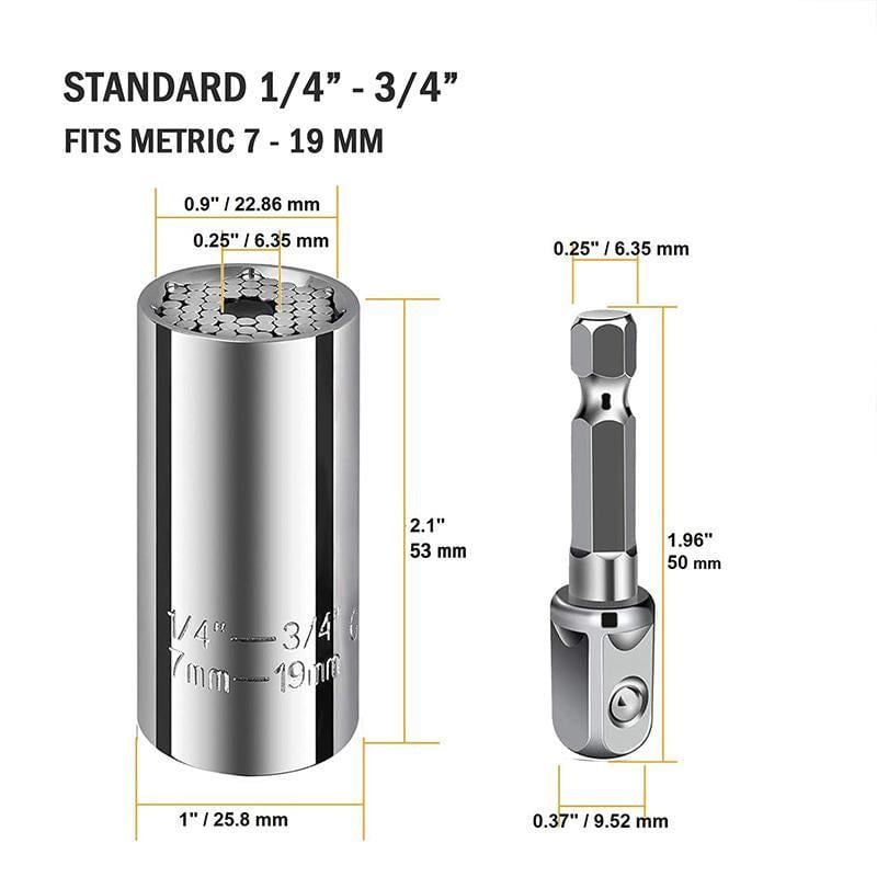 7 19mm Universal Socket Self-Adjusting Tool for Nuts & Bolts