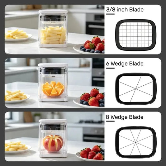 2026 - Fingersafe French Fry Cutter Stainless Steel Potato Slicer with Detachable Interchangeable Blades