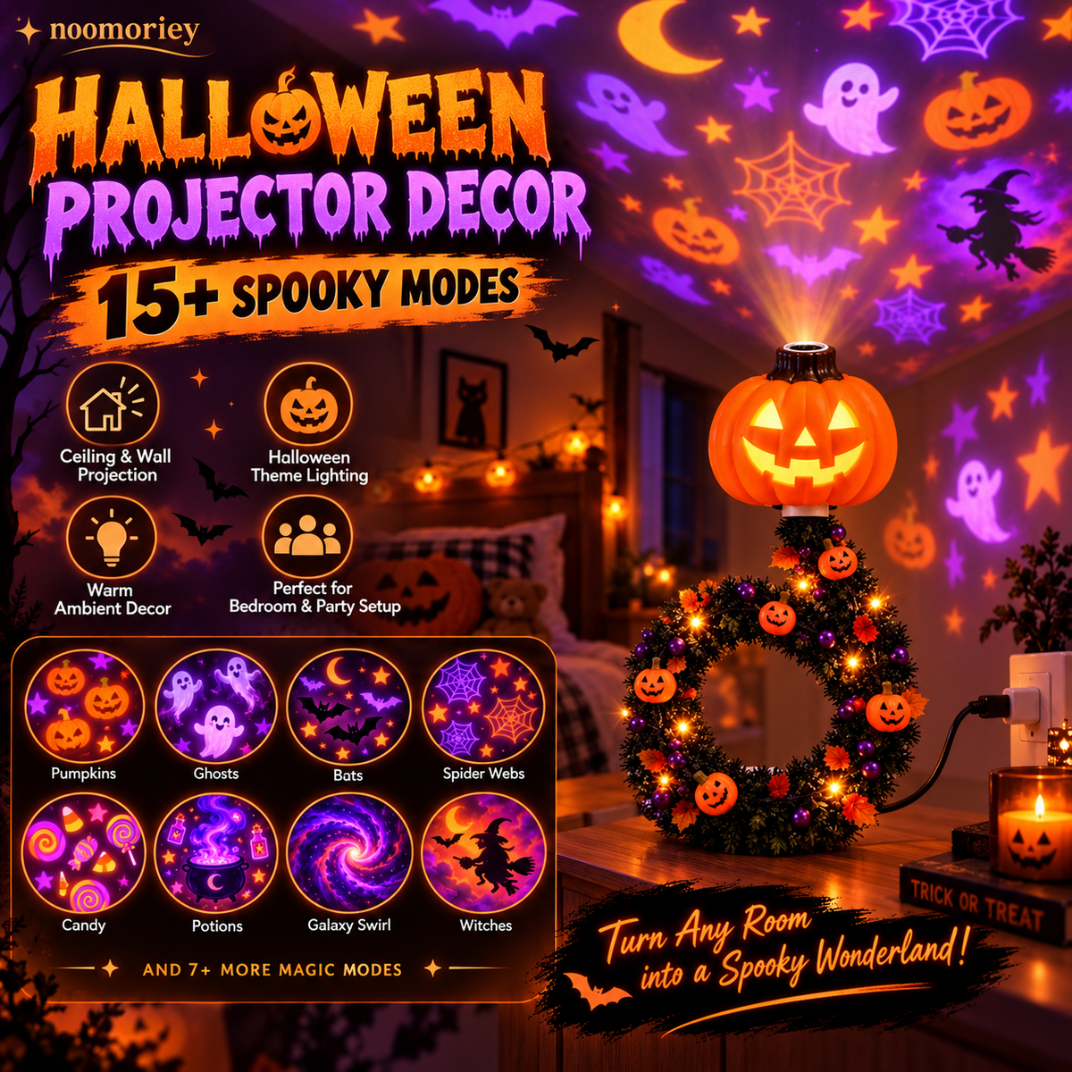 šInstant Holiday Room Decor- Plug-In Christmas Tree Projection Night Light