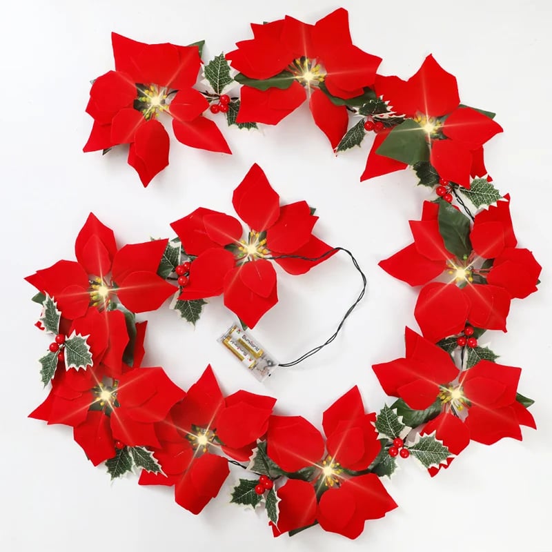 π Christmas Poinsettia String Lights β Add a Warm Holiday Glow β¨