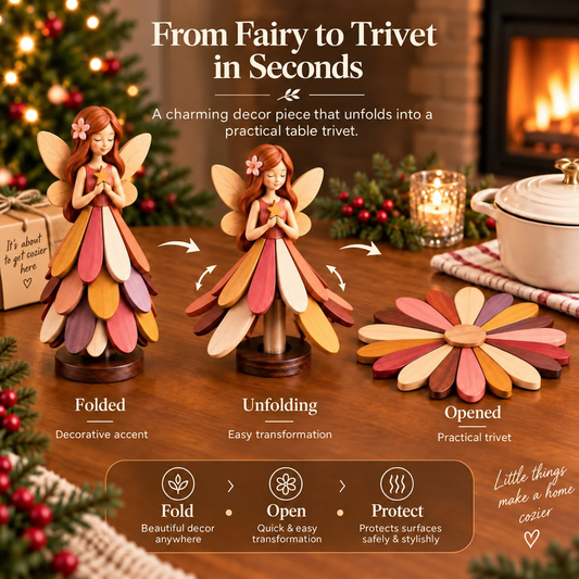 Fairy Bloom Trivet Foldable Fairy Decor & Heat-Resistant Table Protector