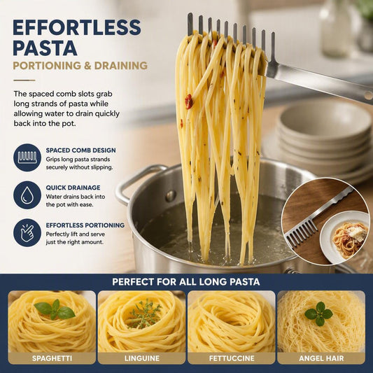 Stainless Steel Pasta Server Premium Spaghetti Spoon for Everyday Italian Cooking