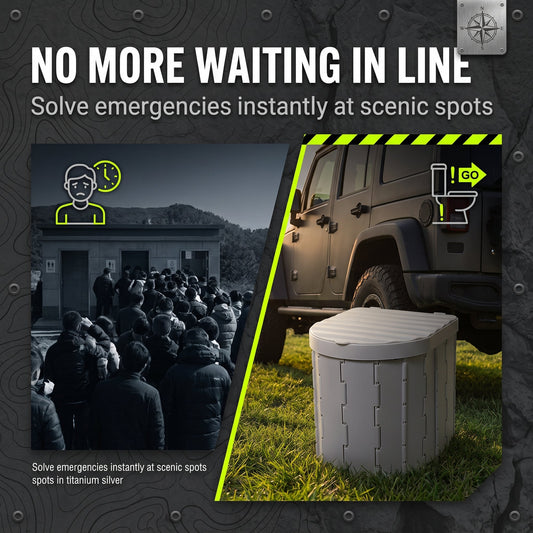 Portable Outdoor Car Folding Toilet, Camping & Travel Emergency Toilet with Odor Control