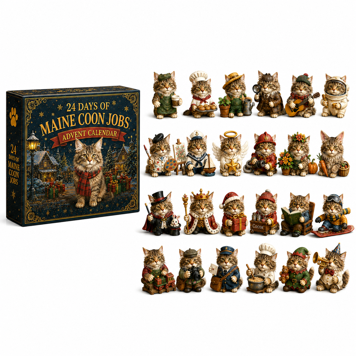 Maine Coon Jobs Advent Calendar 2026 24 Days of Unique Collectible Cat Miniatures