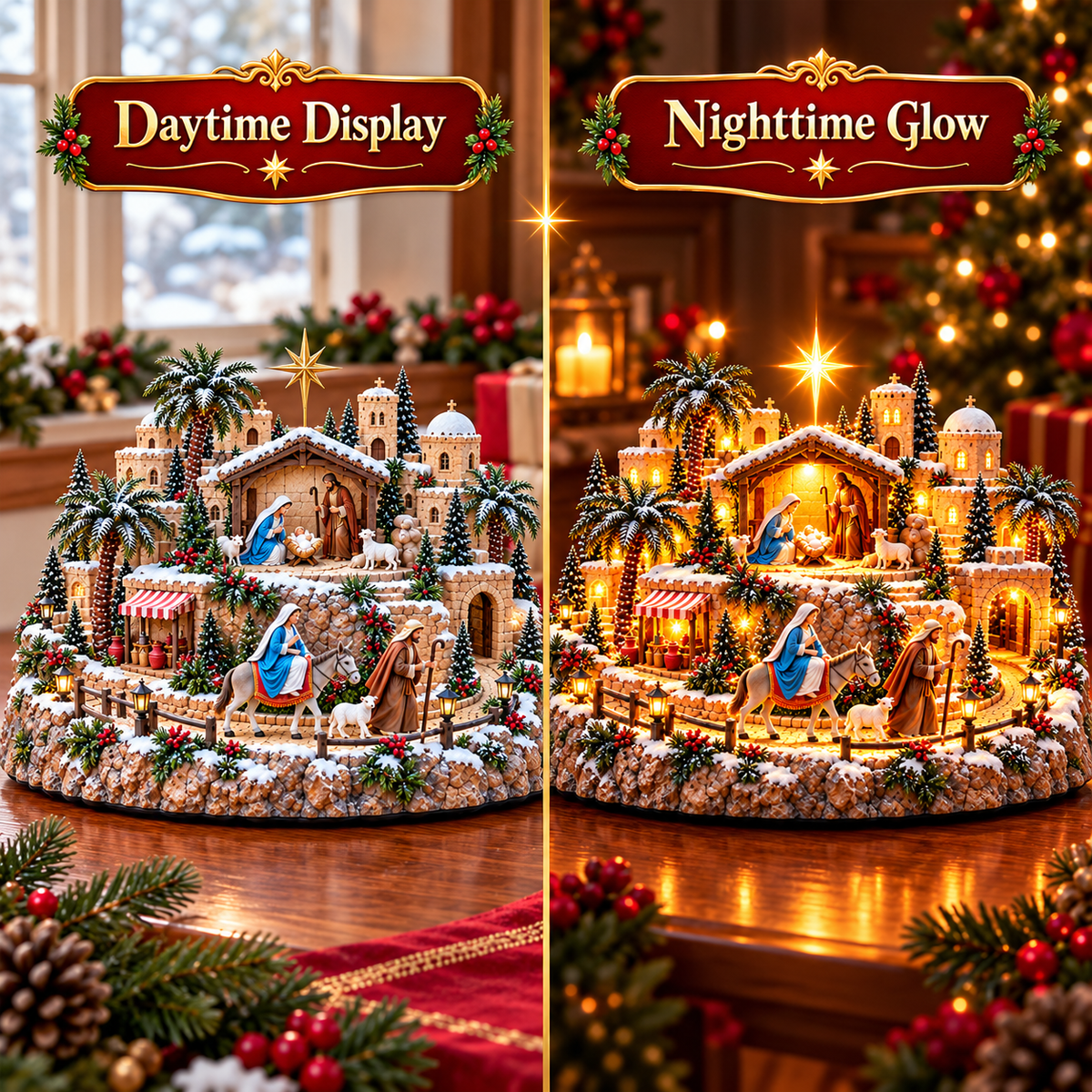 Star of Bethlehem Journey Lighted Nativity Christmas Village with Mary s Holy Journey