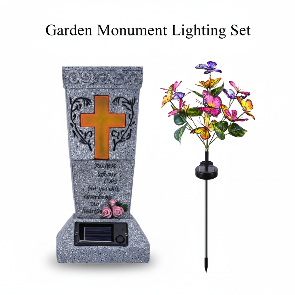 Solar LED Grave Vase with Ground Spike, Weatherproof Design