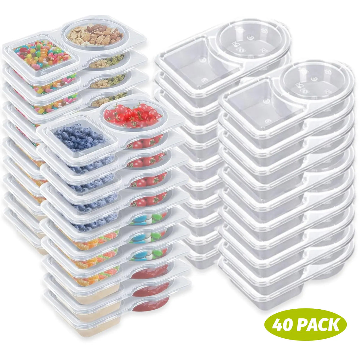 Dual Compartment Disposable Food Containers Leakproof Takeout Boxes with Sauce Compartments