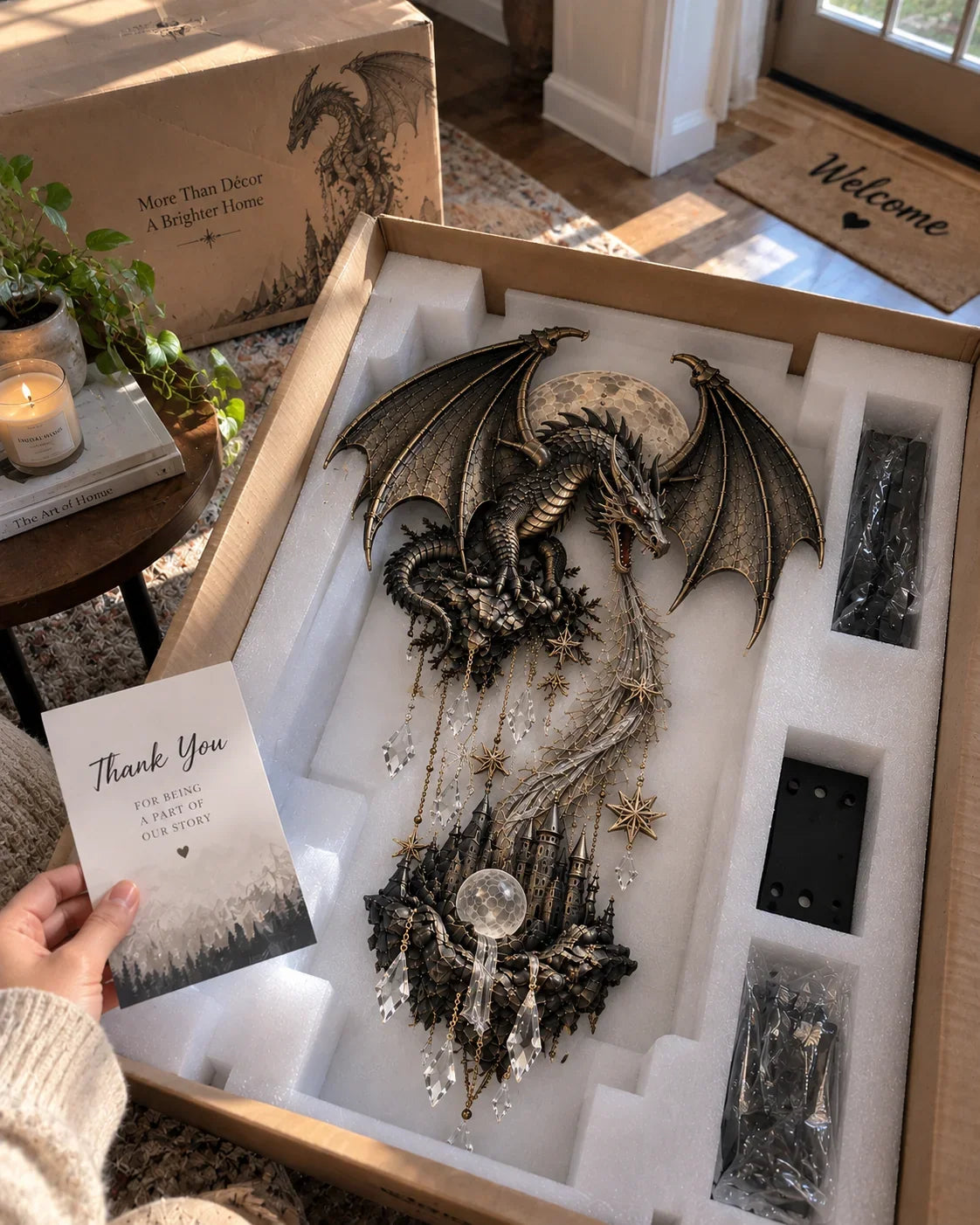 Dragonfire Moonlight Wall Lamp | Enchanted Fantasy Castle Decor